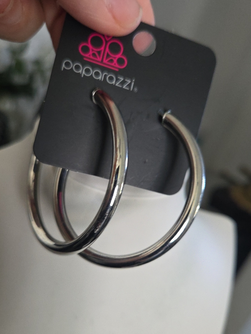 Paparazzi Curve Ball  Silver Hoop Earrings NWT